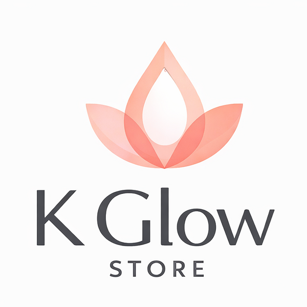 Logo of K Glow Store with a stylized flower design on a white background