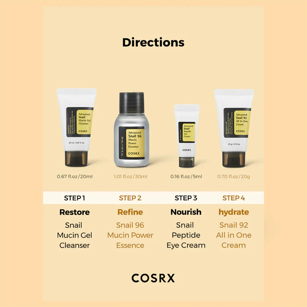 COSRX All About Snail Trial Kit 4 pcs full set packaging
