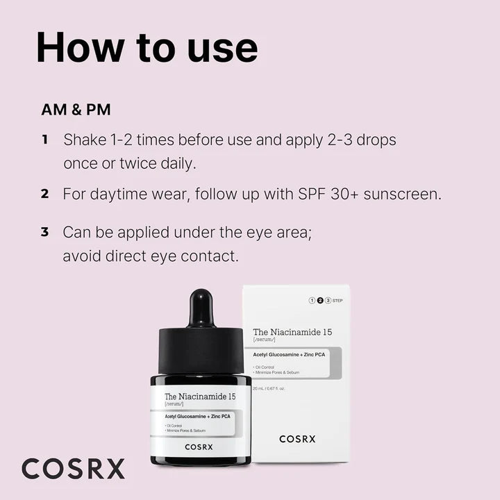 COSRX Niacinamide 15 Serum 20ml lightweight texture for oil control and pore refining